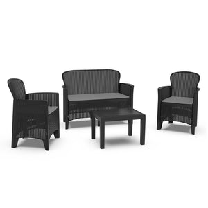 SET JUNGLE ANTRACIT SA JASTUKOM (sofa, 2 fotelje i stol)