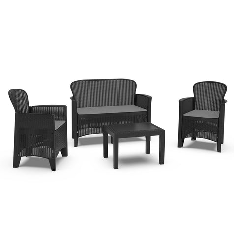 SET JUNGLE ANTRACIT SA JASTUKOM (sofa, 2 fotelje i stol)