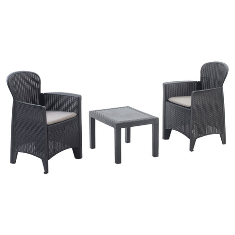 SET AKITA ANTRACIT SA JASTUKOM (2 fotelje + stol)