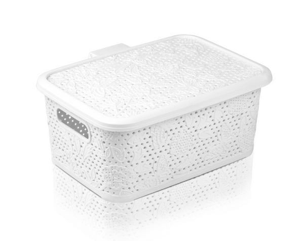KORPA PVC UNIVERZALNA SA POKLOPCEM RATAN MIX BOJE 48X32X24 CM