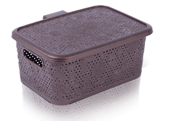 KORPA PVC UNIVERZALNA SA POKLOPCEM RATAN MIX BOJE 48X32X24 CM